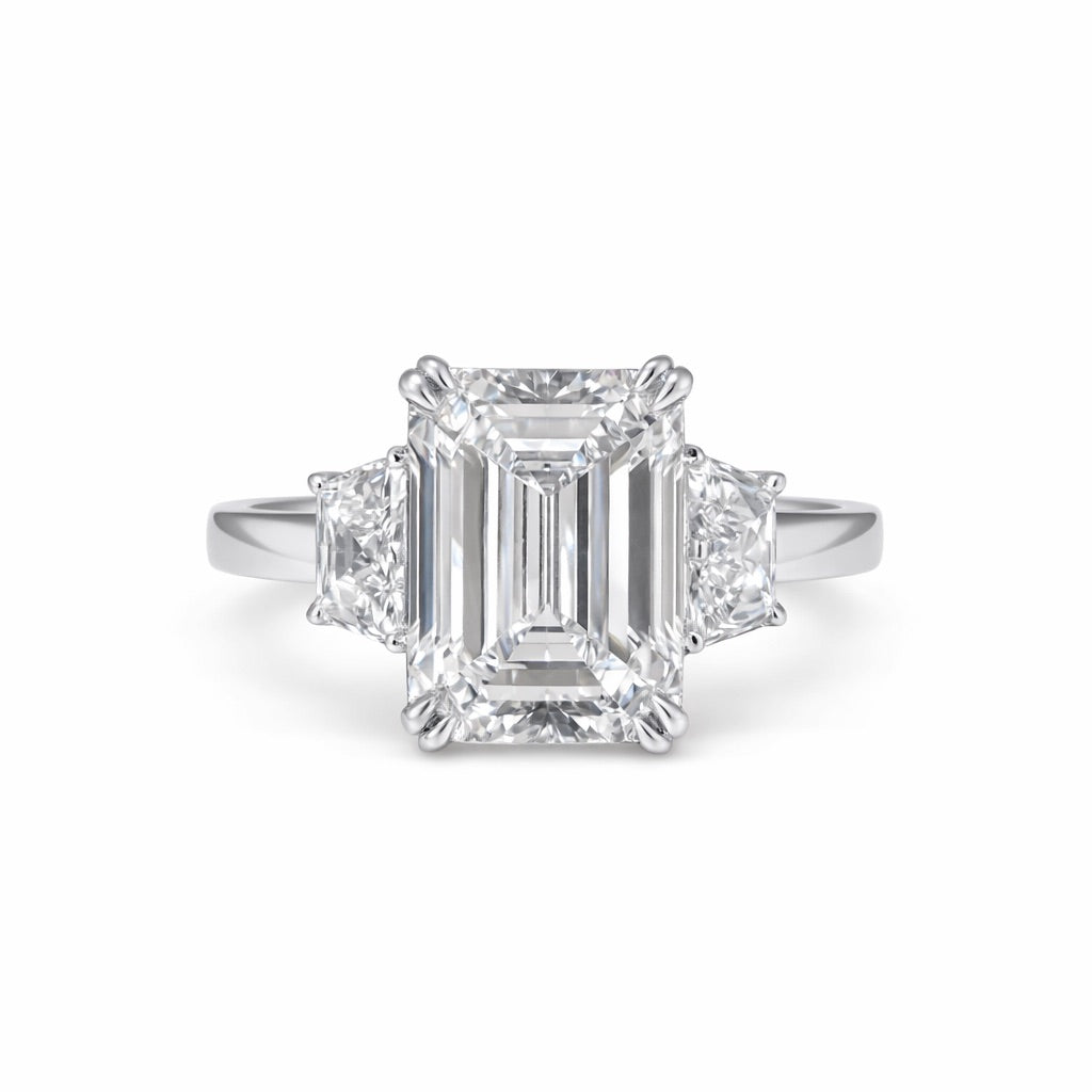 Ness Emerald 3 Stone Engagement Ring White Gold