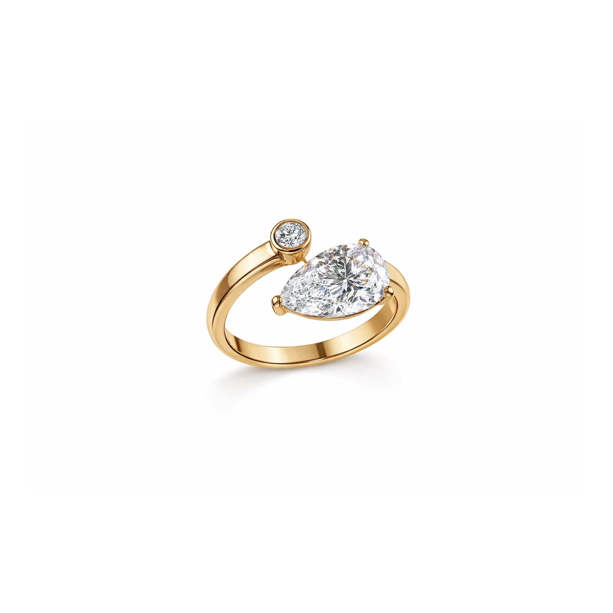 Emunah pear diamond cluster pinky ring in yellow gold — ELUL by Elizabeth