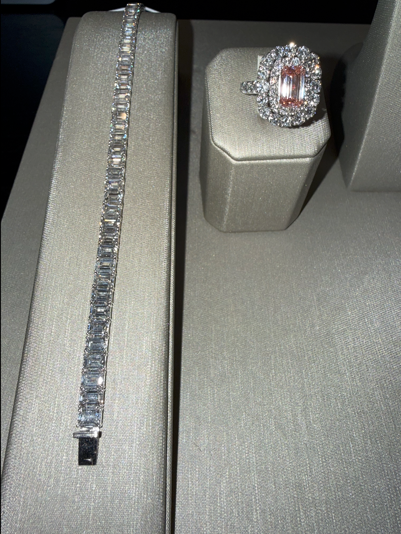 Fancy Lab Pink Diamond Ring in motion — 2 ct pink lab diamond, halo setting, white gold — ELUL by Elizabeth