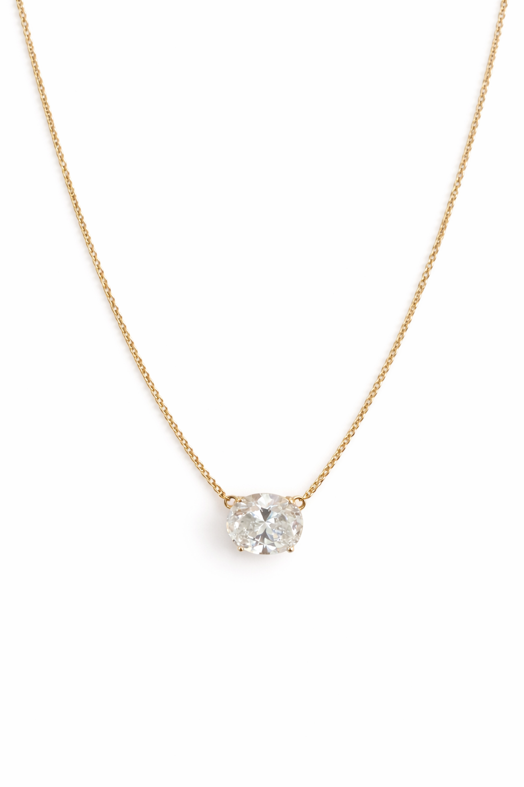 Muse oval diamond pendant necklace in yellow gold, IGI certified lab-grown diamond — ELUL by Elizabeth