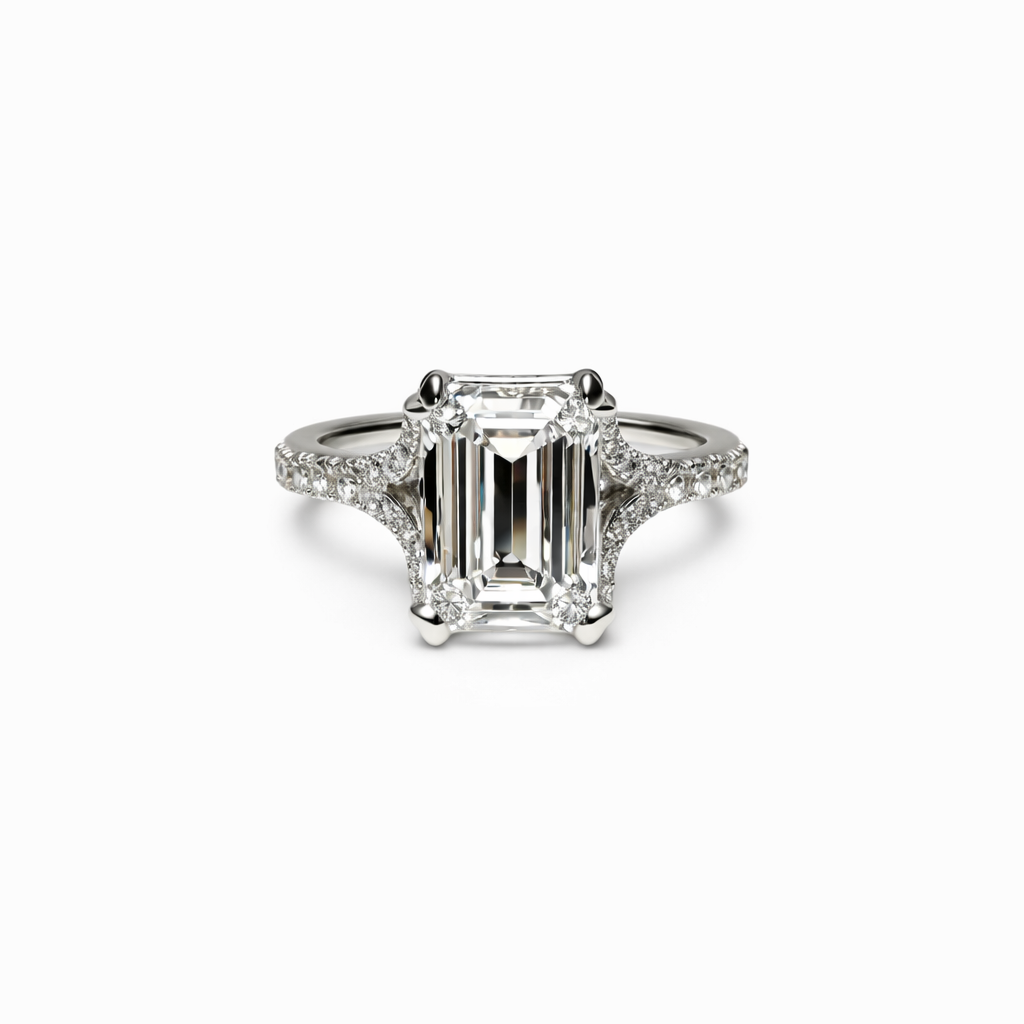 Ness emerald-cut diamond engagement ring in white gold — ELUL by Elizabeth