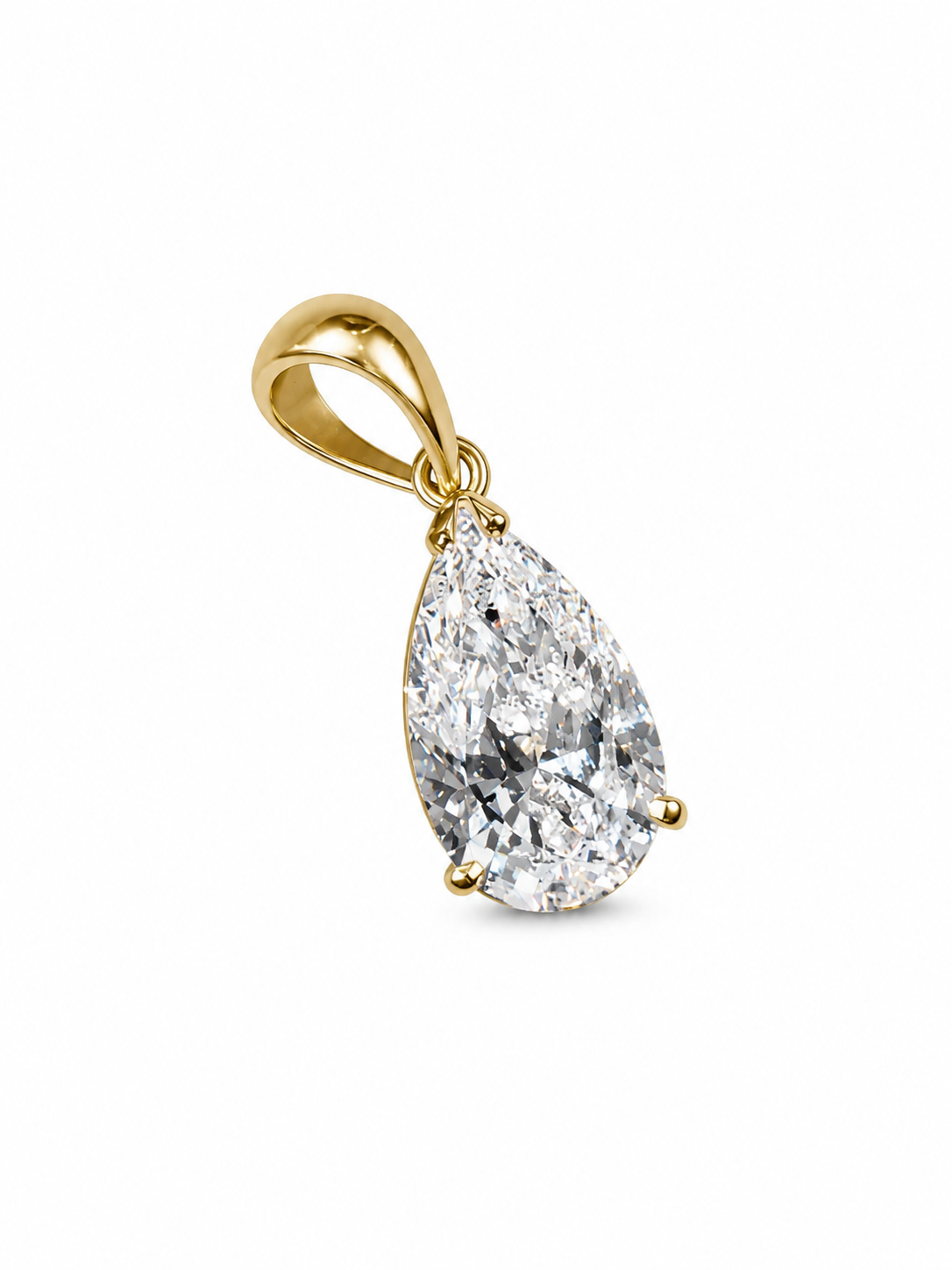 Noor pear-shaped diamond pendant in yellow gold, 4.58 ct lab-grown diamond — ELUL by Elizabeth