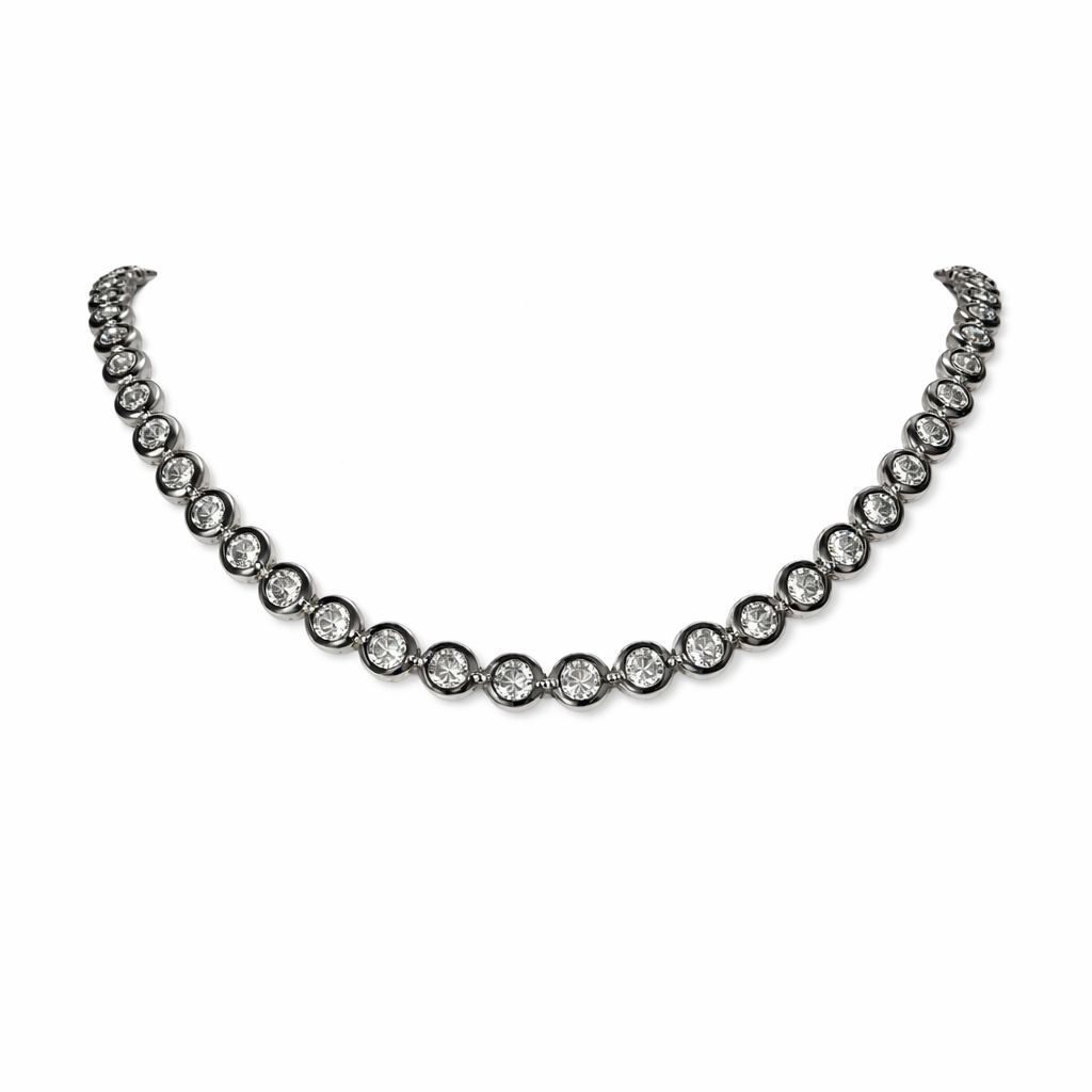 Bina Bezel Tennis Necklace