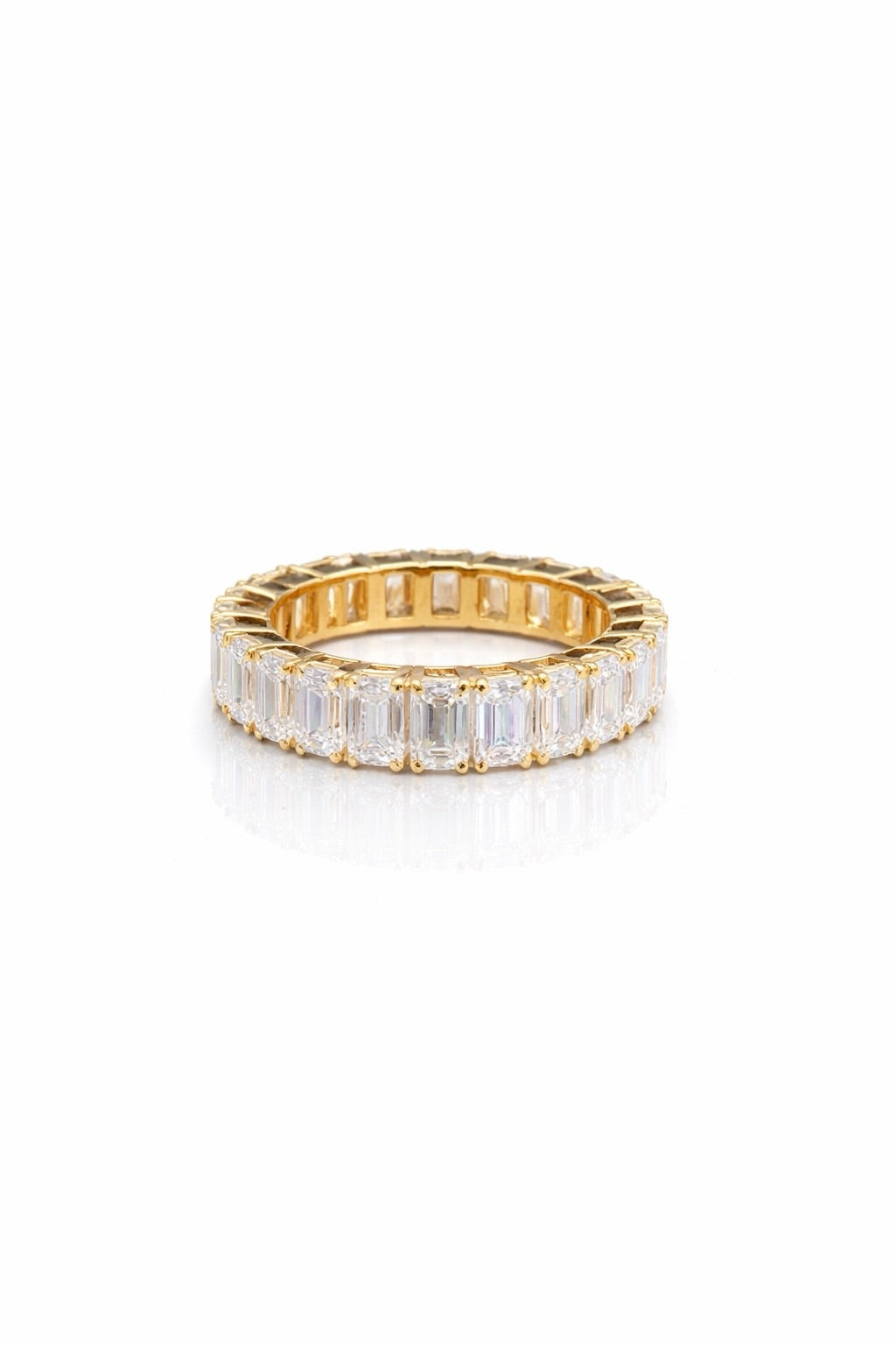 Mazal emerald-cut diamond eternity band in yellow gold — ELUL by Elizabeth