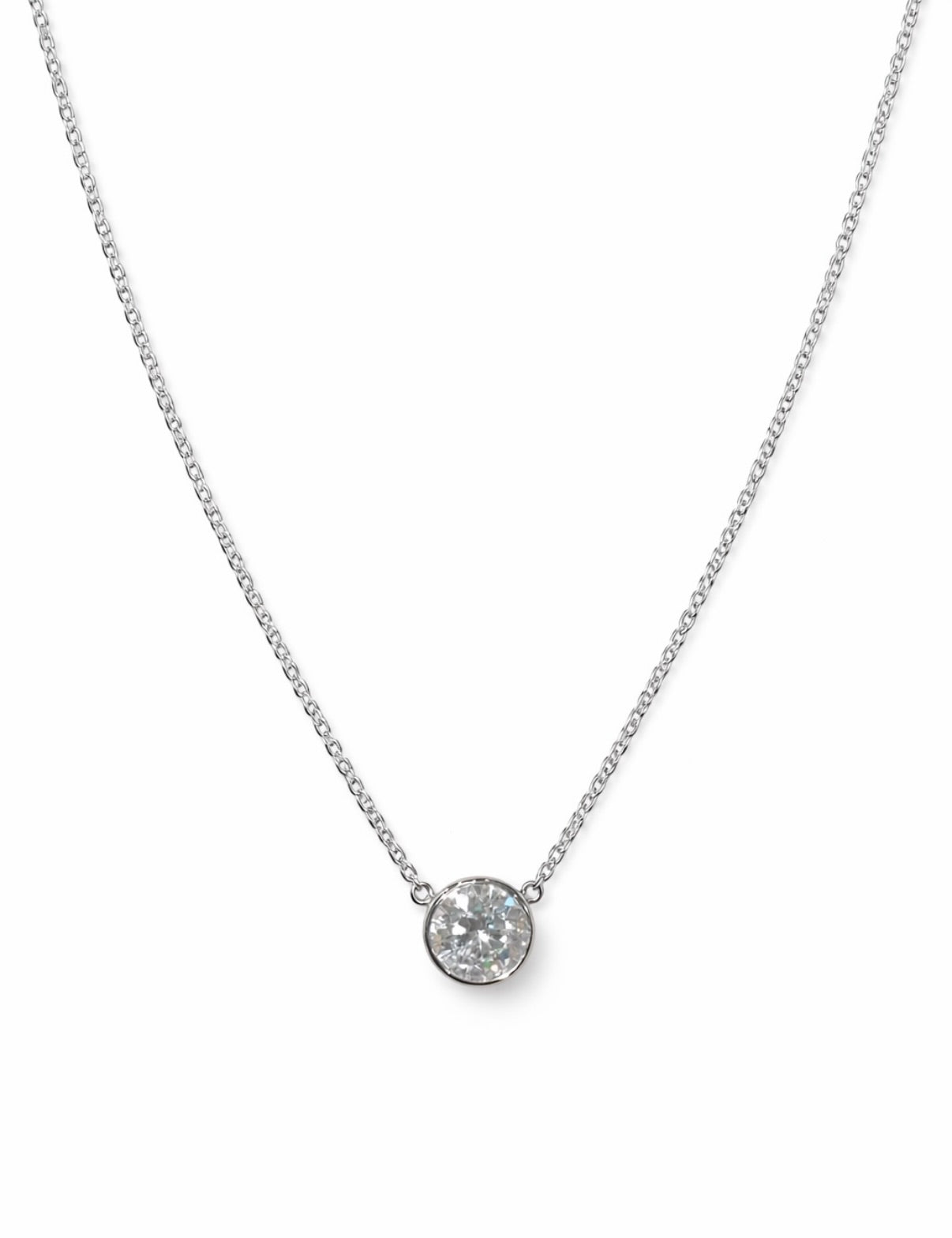 Muse round bezel diamond pendant necklace in white gold — ELUL by Elizabeth