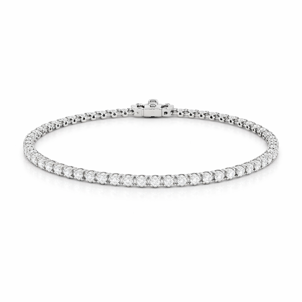 Naz classic round brilliant diamond tennis bracelet in white gold — ELUL by Elizabeth