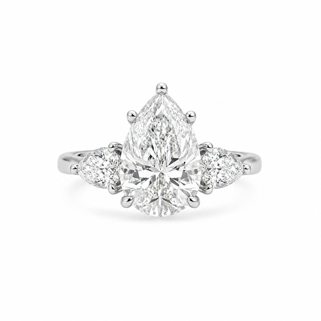 Ness 3-stone pear diamond engagement ring in white gold — ELUL by Elizabeth