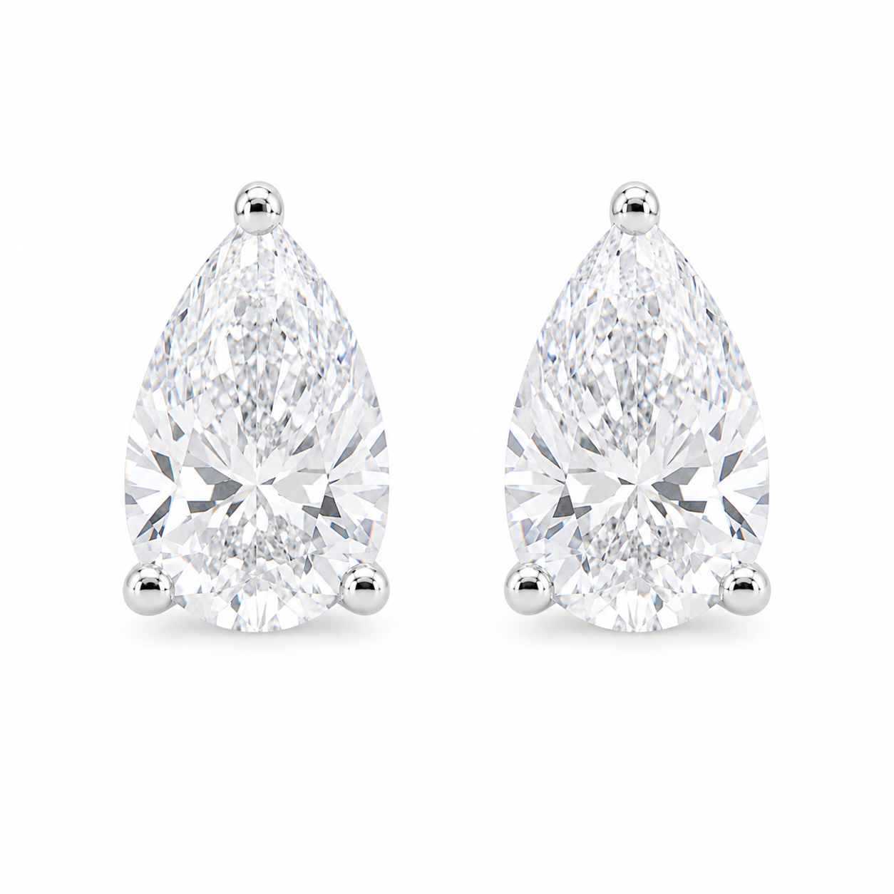 Pear-shaped diamond stud earrings in white gold, 3.01 ctw — ELUL by Elizabeth