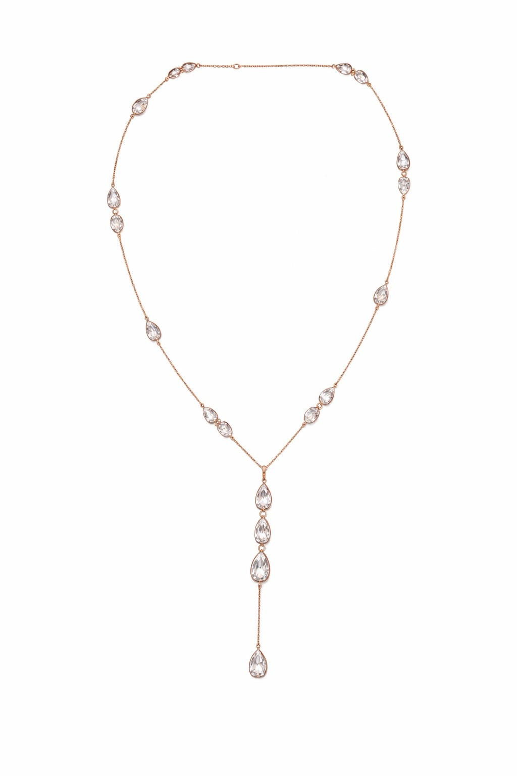Rina rose cut diamond lariat necklace in rose gold — ELUL by Elizabeth