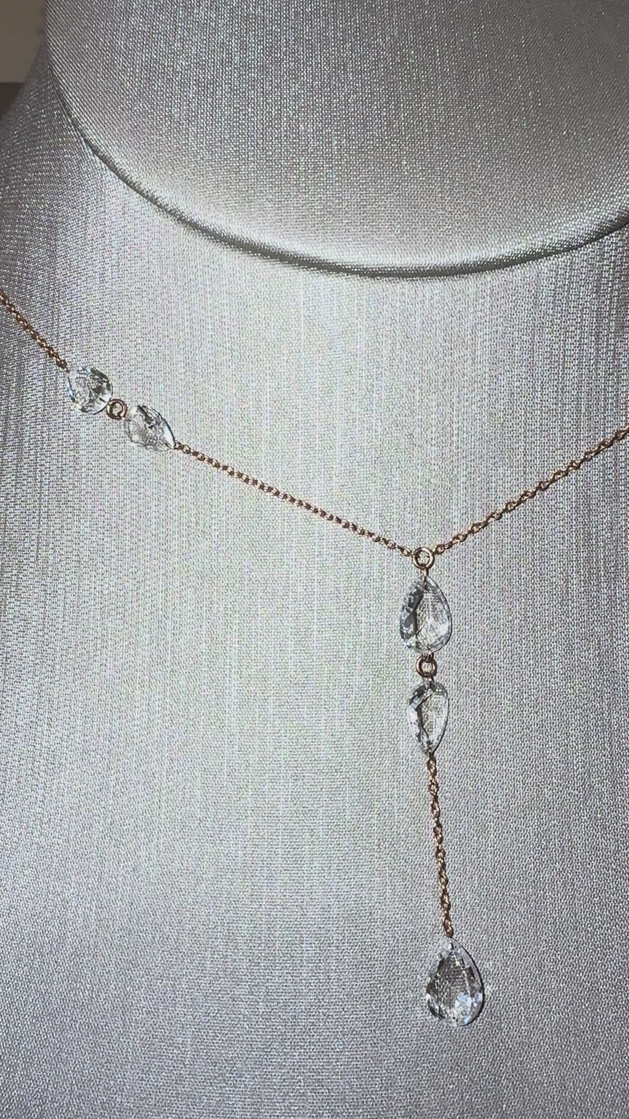 Rina Rose Cut Lariat in motion — rose cut lab-grown diamonds, rose gold chain — ELUL by Elizabeth