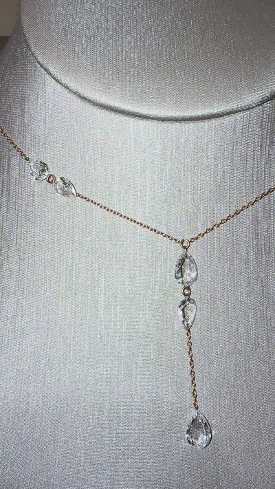 Rina Rose Cut Lariat in motion — rose cut lab-grown diamonds, rose gold chain — ELUL by Elizabeth