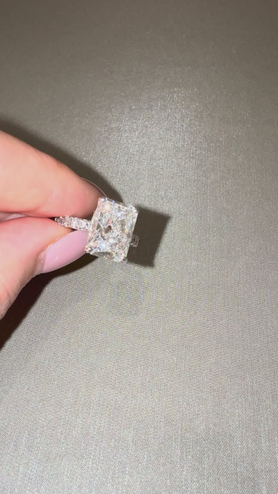 Ness Radiant Engagement Ring close-up — radiant-cut lab diamond, white gold solitaire setting — ELUL by Elizabeth