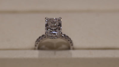 Ness Emerald Engagement Ring worn on hand — white gold, emerald-cut diamond — ELUL by Elizabeth