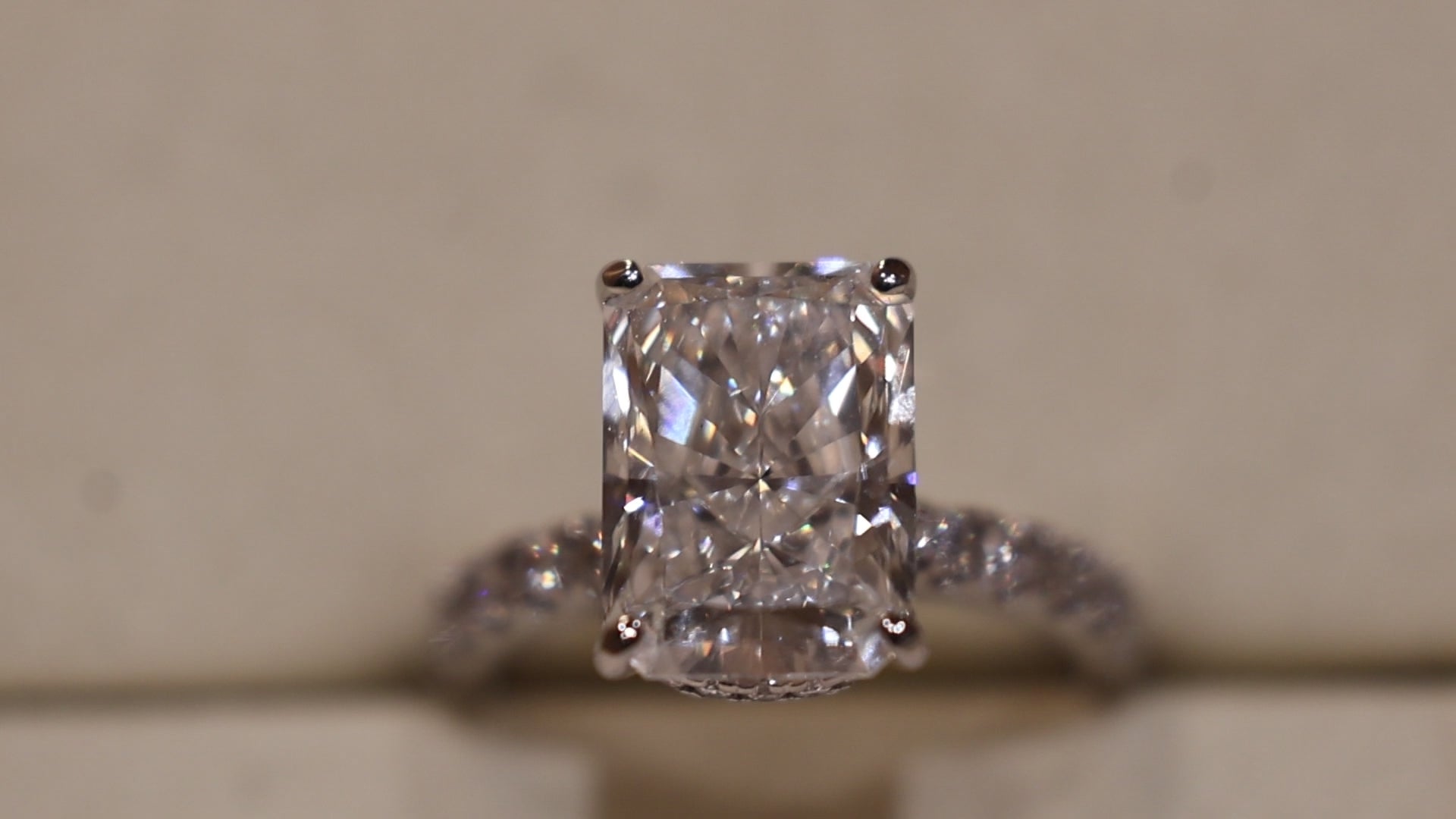 Ness Emerald Engagement Ring, side profile — emerald-cut lab-grown diamond — ELUL by Elizabeth