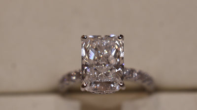 Ness Emerald Engagement Ring, side profile — emerald-cut lab-grown diamond — ELUL by Elizabeth