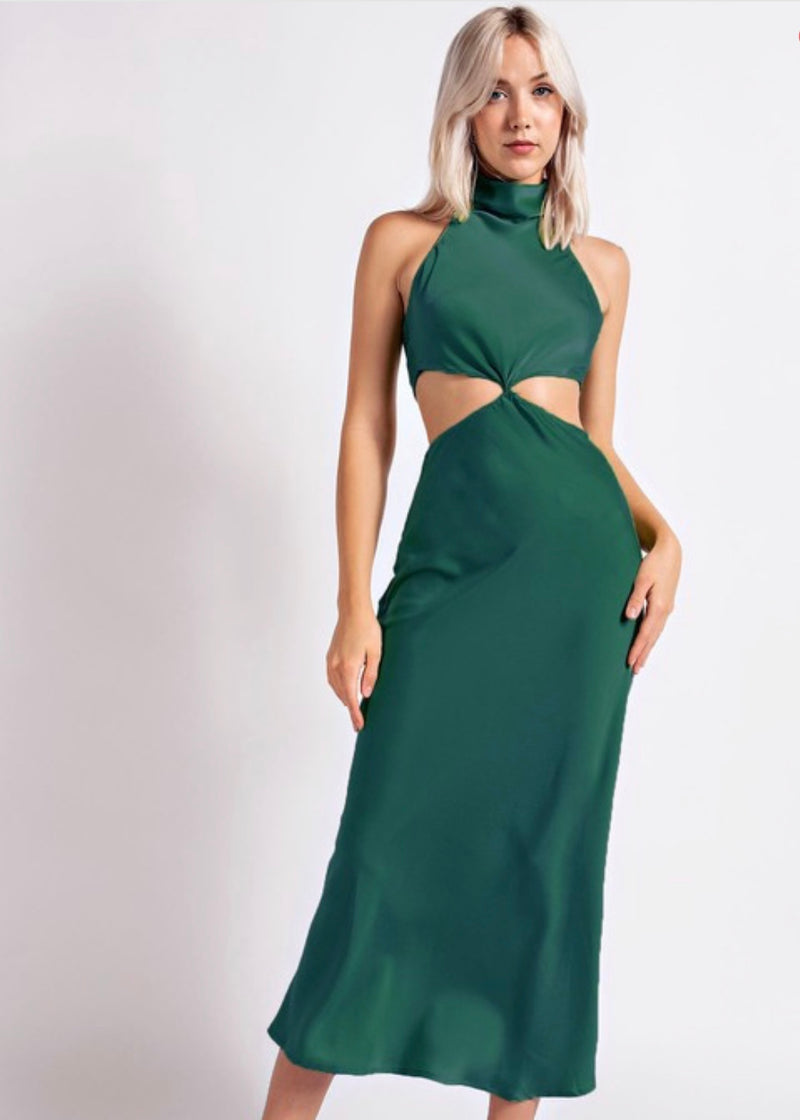 Emerald Emma Satin Dress